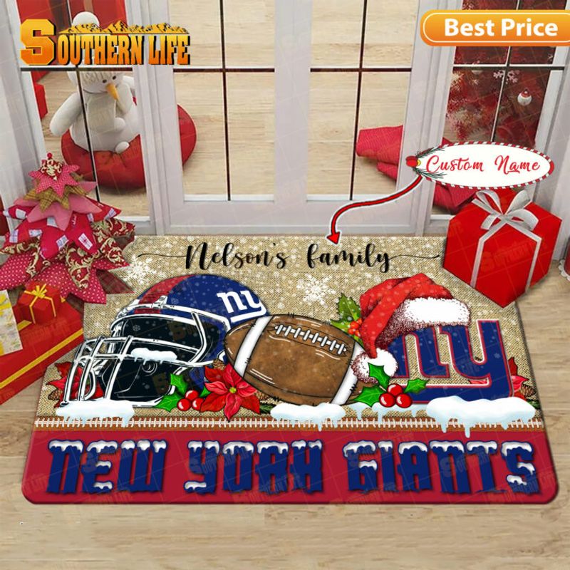 New York Giants Christmas Personalized Doormat