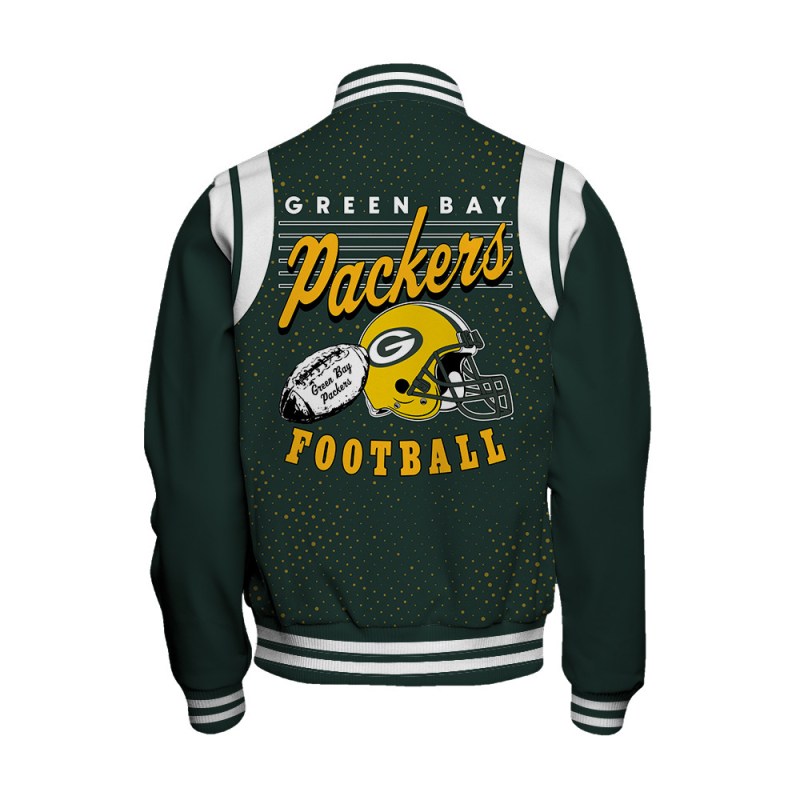 Green Bay Packers Varsity Jacket Back View