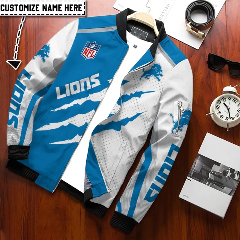 Detroit Lions Bomber Jacket Back View