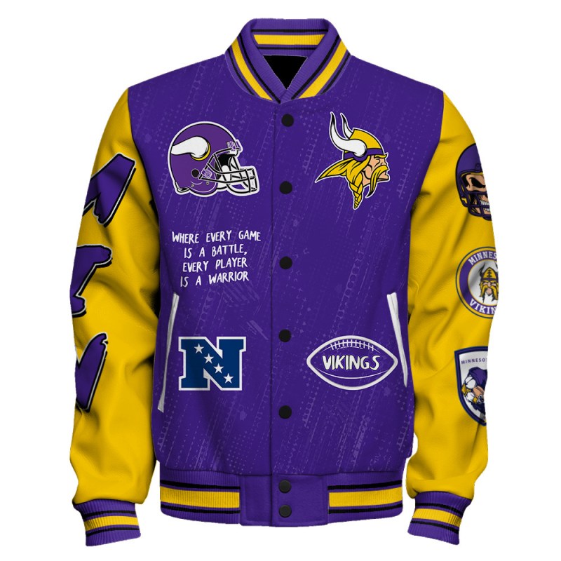 Minnesota Vikings Varsity Jacket Side View