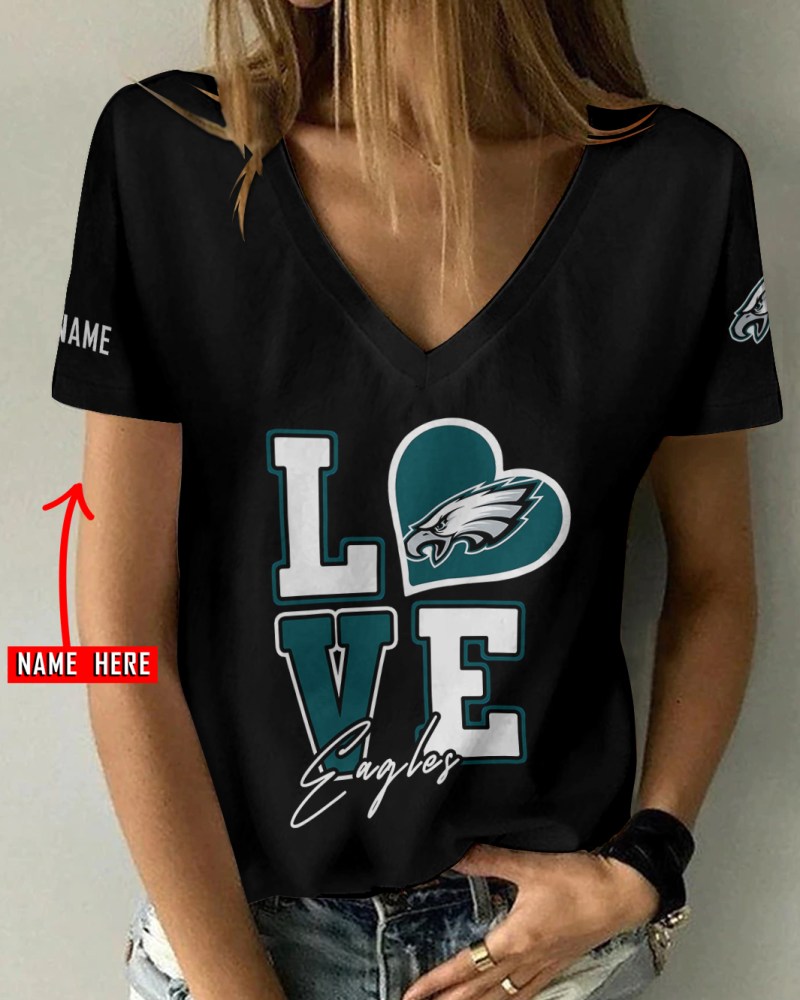 Philadelphia Eagles Personalized V-neck T-shirt