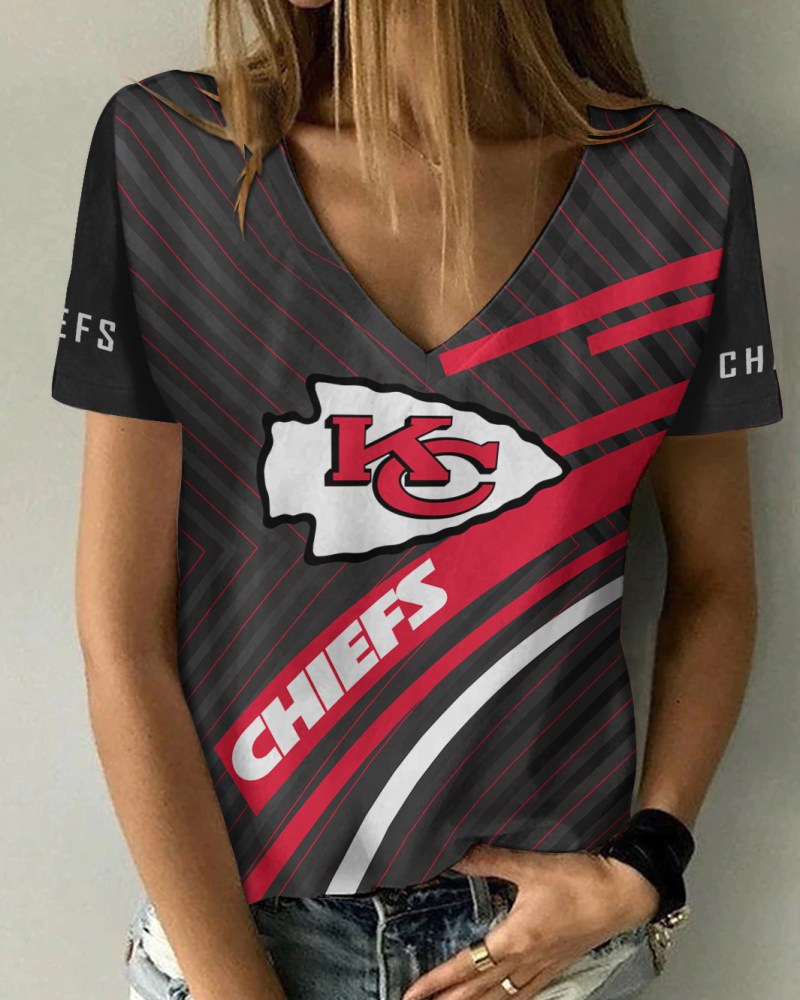 Kansas City Chiefs Summer V-Neck Women T-Shirt