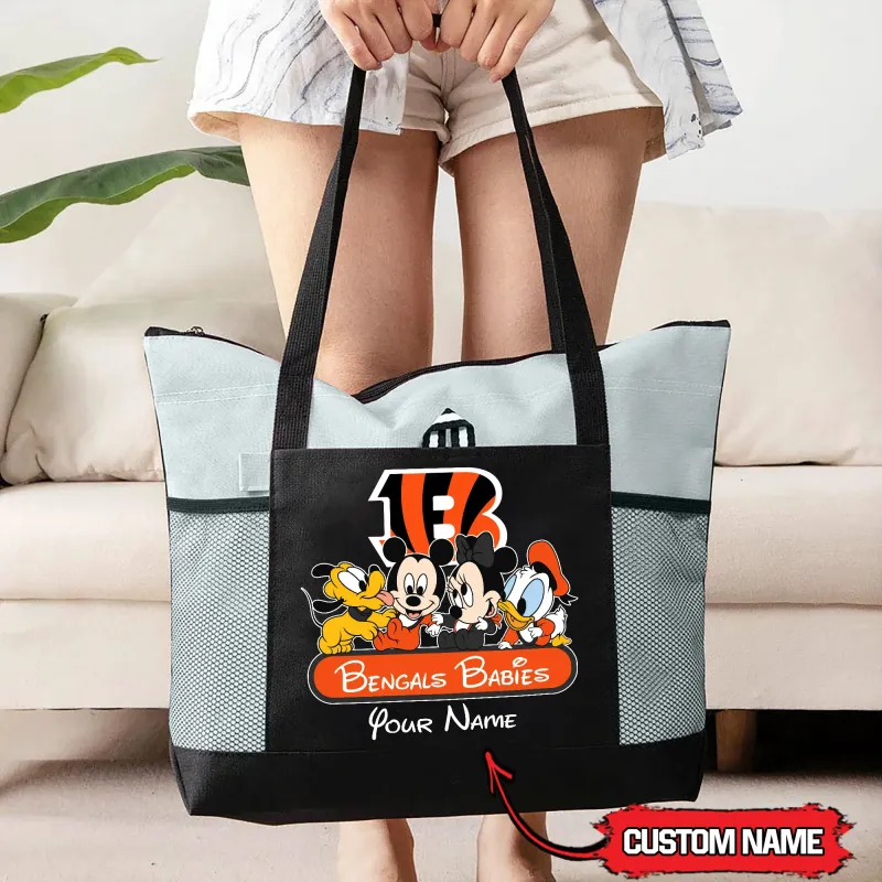 Cincinnati Bengals Personalized Babies Tote Bag in Grey