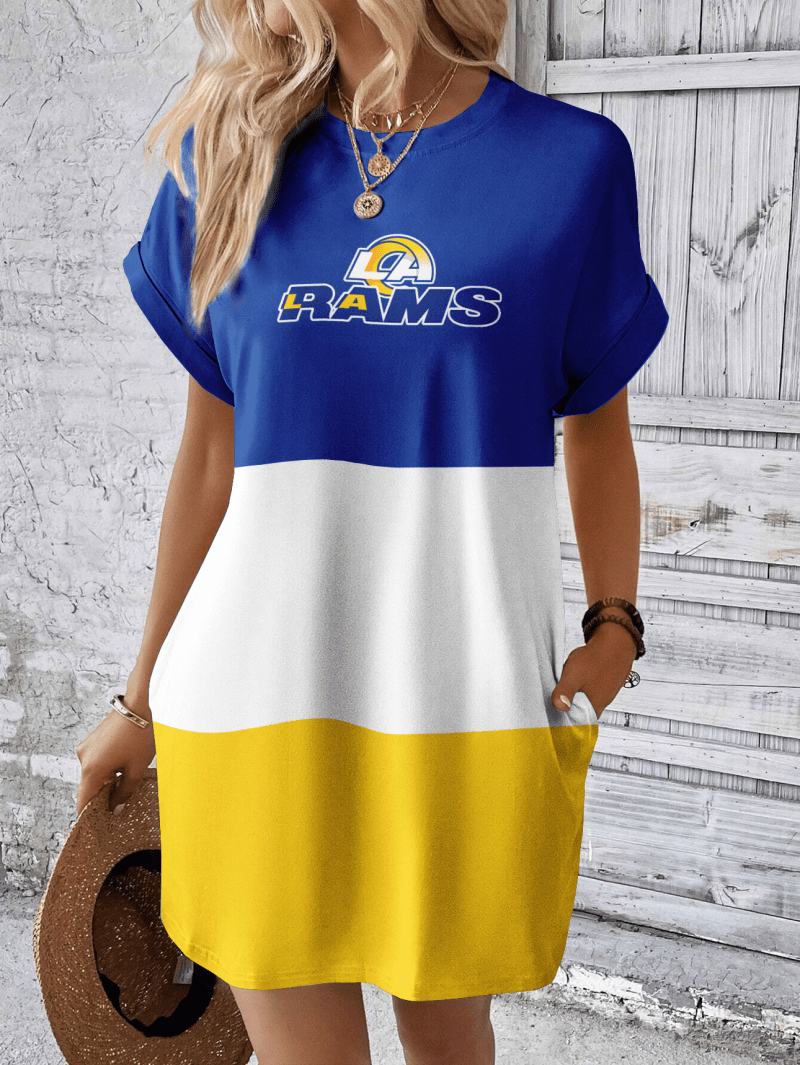 Los Angeles Rams Women Hidden Pocket Batwing Casual Dress