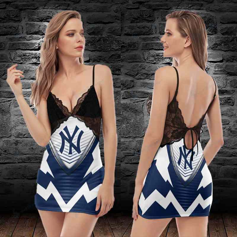 New York Yankees Lace Back Strap Slip Dress Side View
