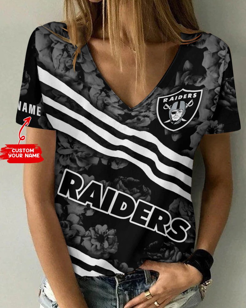 Las Vegas Raiders Personalized V-Neck Women T-Shirt