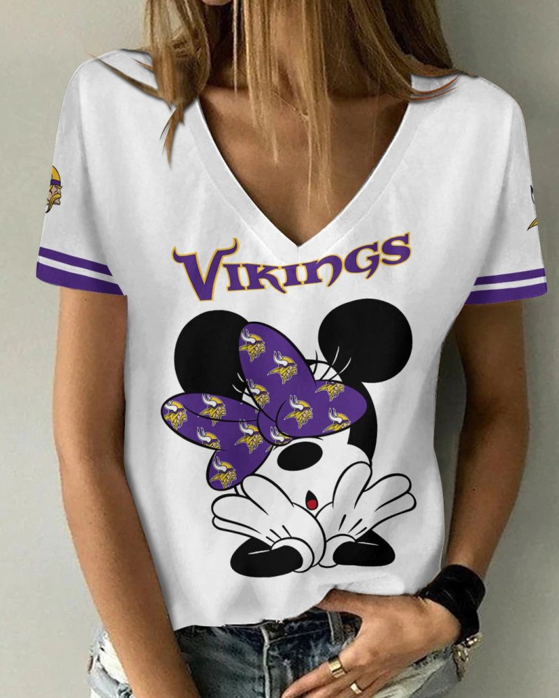 Minnesota Vikings V-neck Women T-shirt