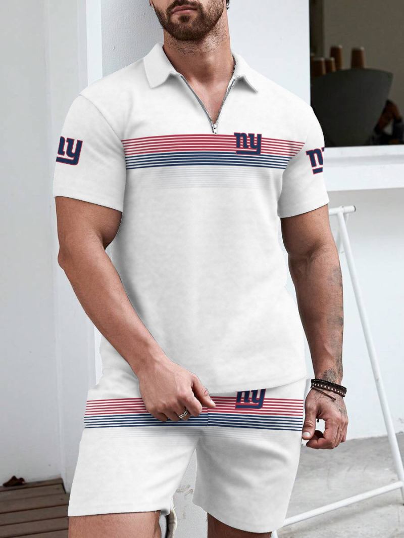 New York Giants Limited Edition ZIP Polo Shirt and Shorts Two-Piece Suit