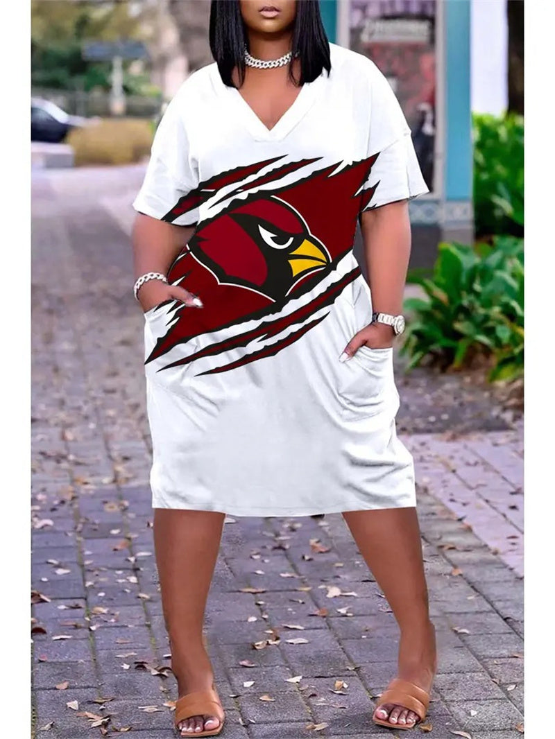 Arizona Cardinals V-neck Casual Pocket Dress