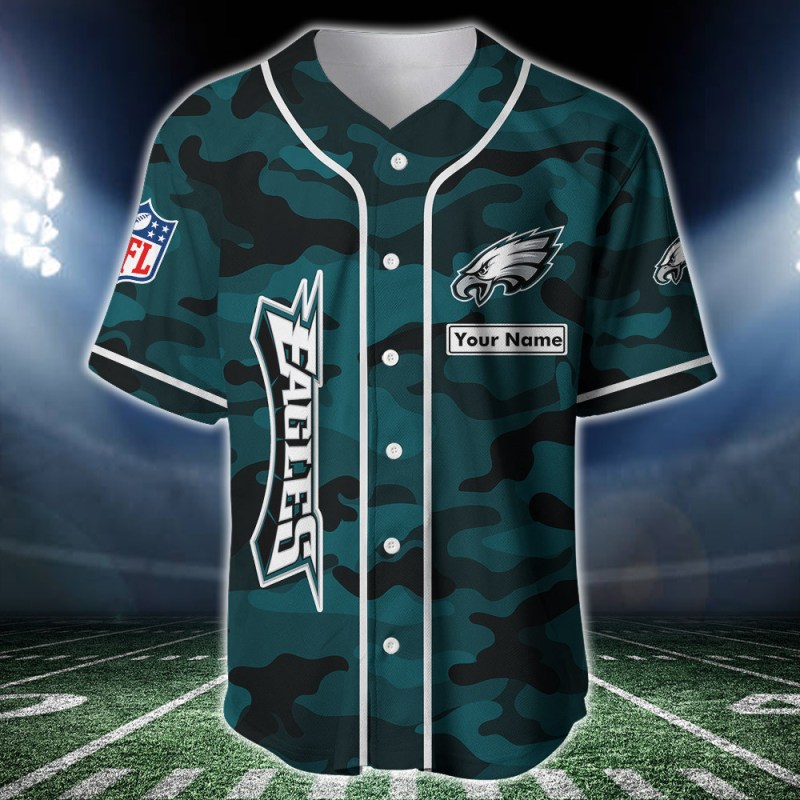 Philadelphia Eagles Personalized Baseball Jersey Front View