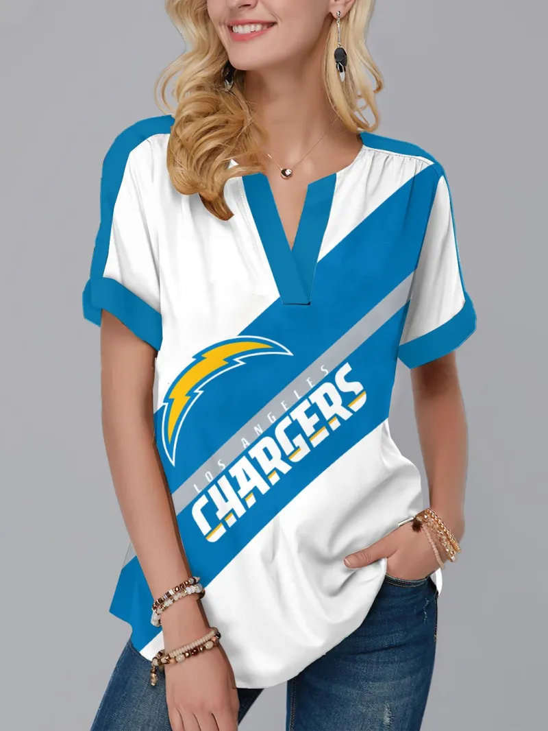 Los Angeles Chargers Fashion Short Sleeve V-Neck Shirt