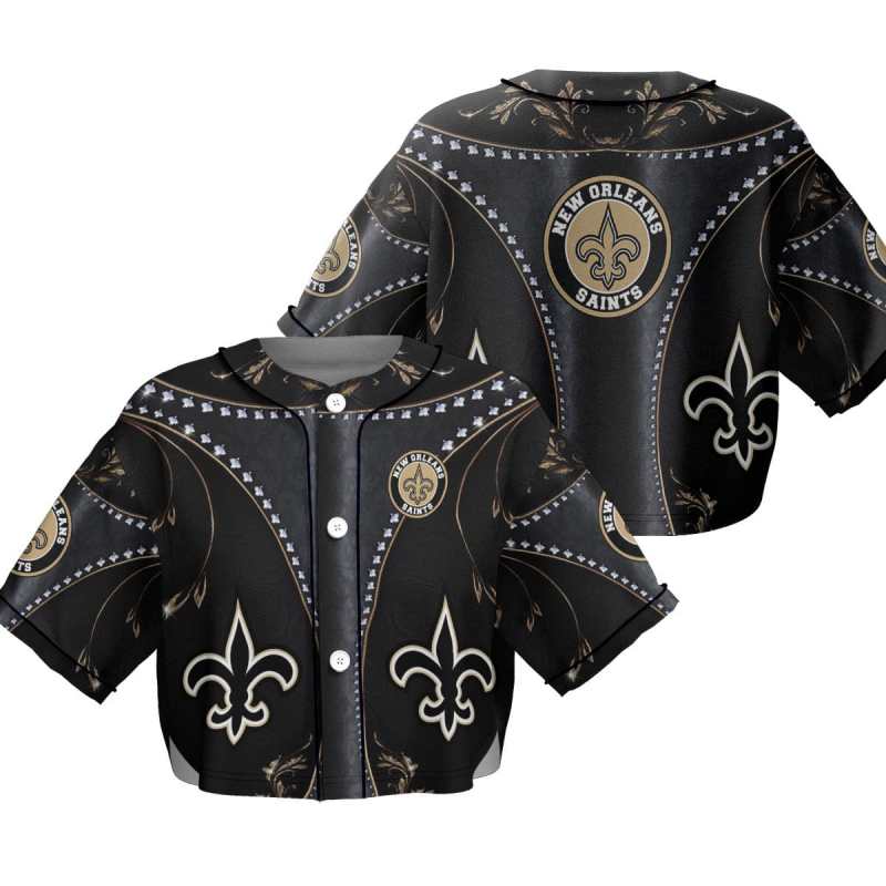 New Orleans Saints Crop Top Baseball Jersey