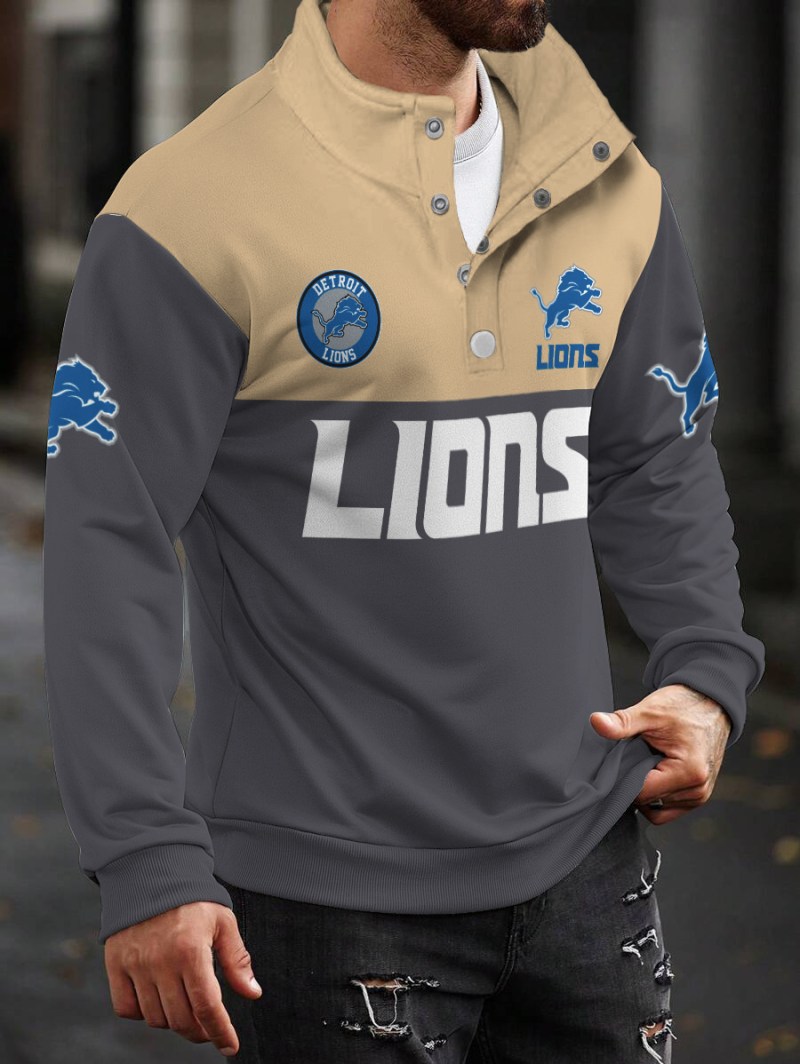 Detroit Lions Casual Colorful Stand Collar Sweatshirt