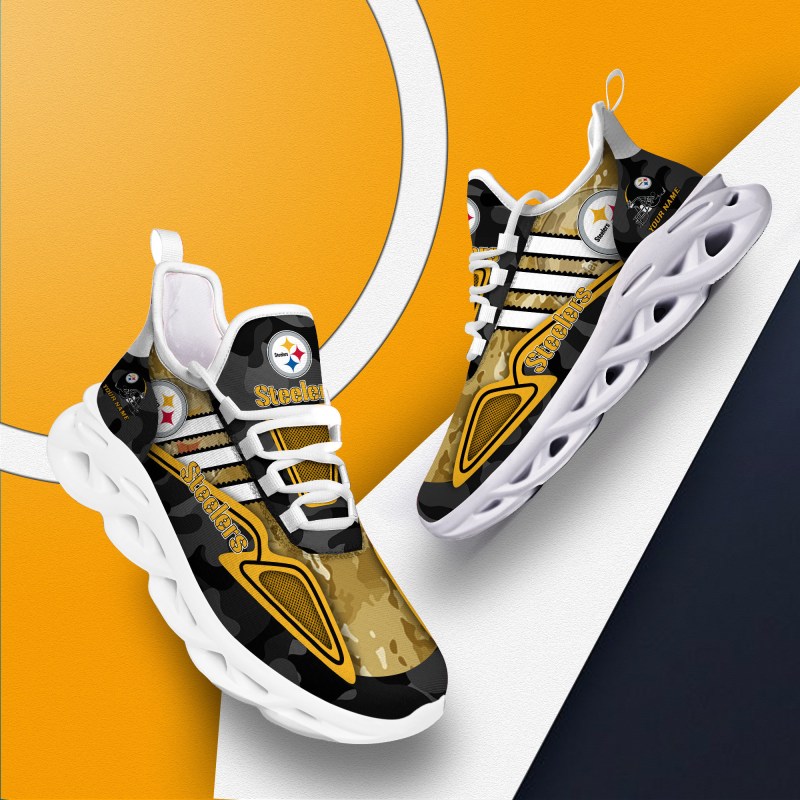 Pittsburgh Steelers Yezy Running Sneakers Side View