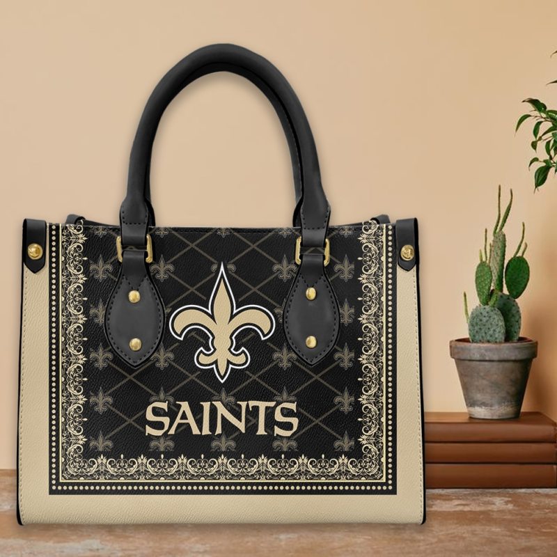New Orleans Saints Leather Hand Bag - Side View