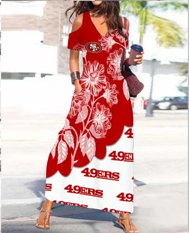San Francisco 49ers Women's V-Neck Maxi Dress