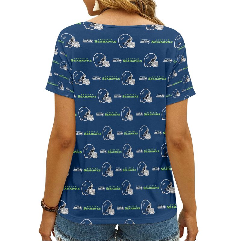 Seattle Seahawks Women's V-neck T-shirt Back