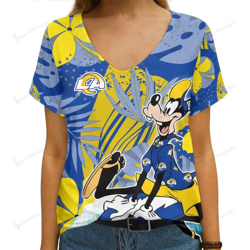 Los Angeles Rams Summer V-neck Women T-shirt - Front View