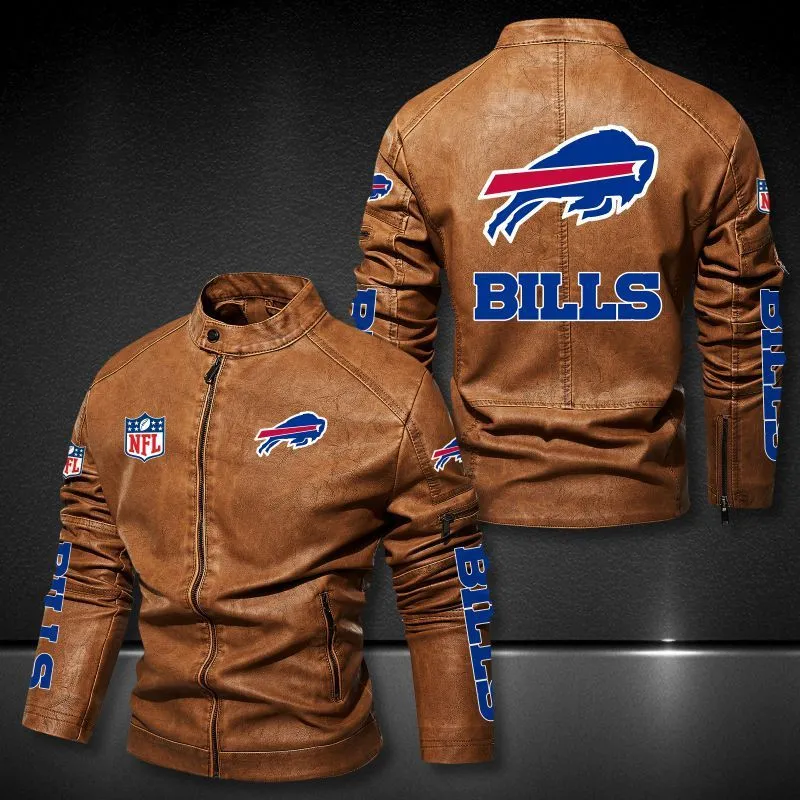 Buffalo Bills Stand-up Collar Leather Jacket Side View