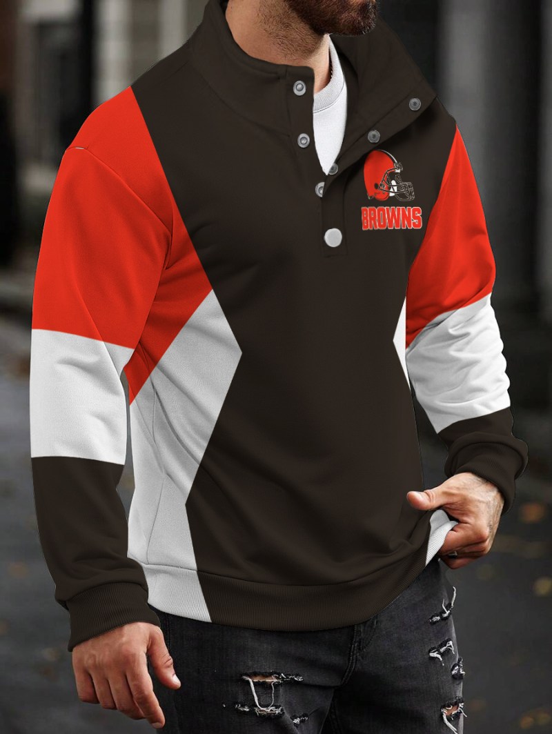 Cleveland Browns Casual Colorful Stand Collar Sweatshirt