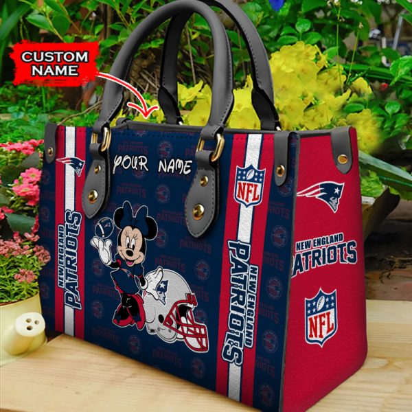New England Patriots Personalized Leather Hand Bag