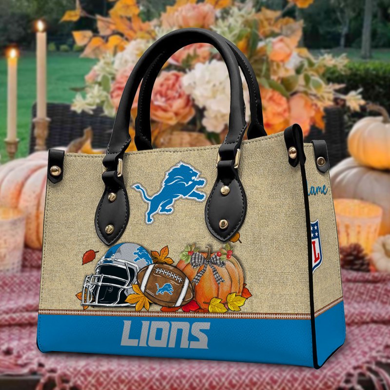 Detroit Lions Personalized Leather Hand Bag