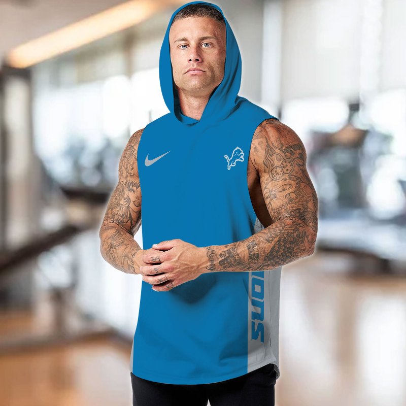 White Front of Detroit Lions Hooded Tank Top