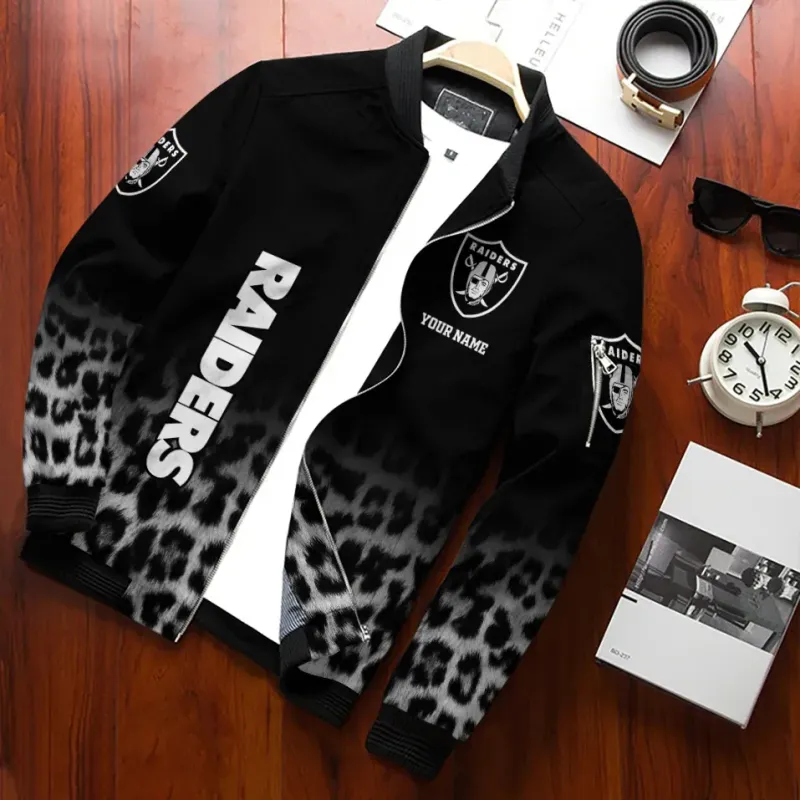 Las Vegas Raiders Bomber Jacket Side View