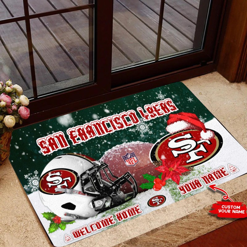 San Francisco 49ers Christmas Personalized Doormat