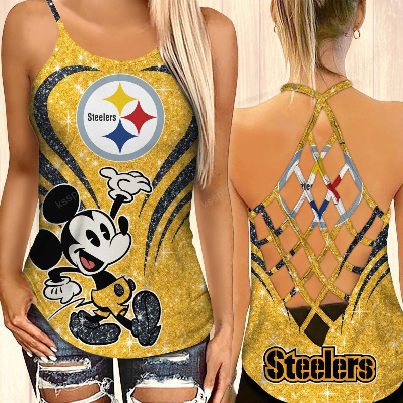 Pittsburgh Steelers Criss-Cross Open Back Camisole Tank Top