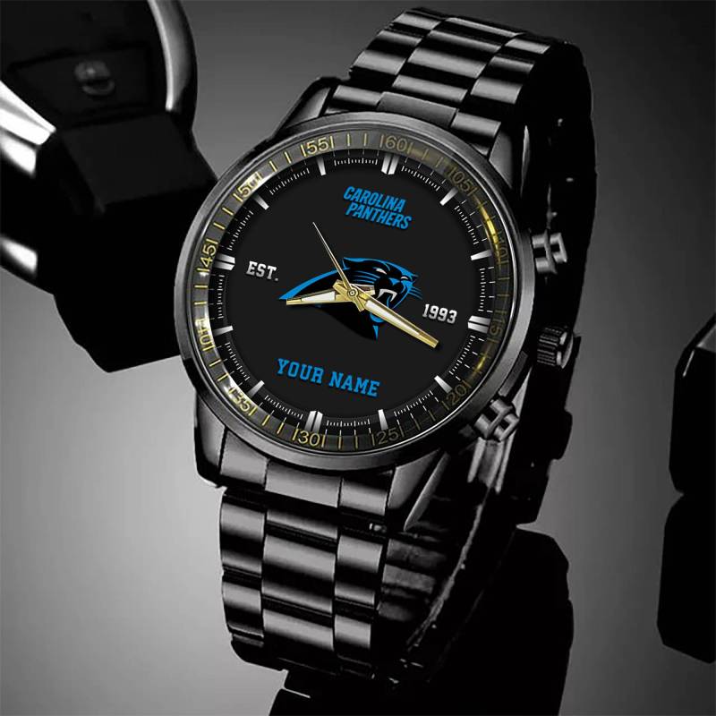 Carolina Panthers Black Fashion Watch