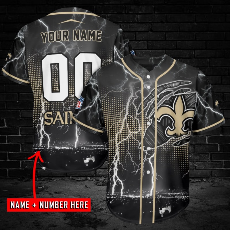 Personalized New Orleans Saints Baseball Jersey