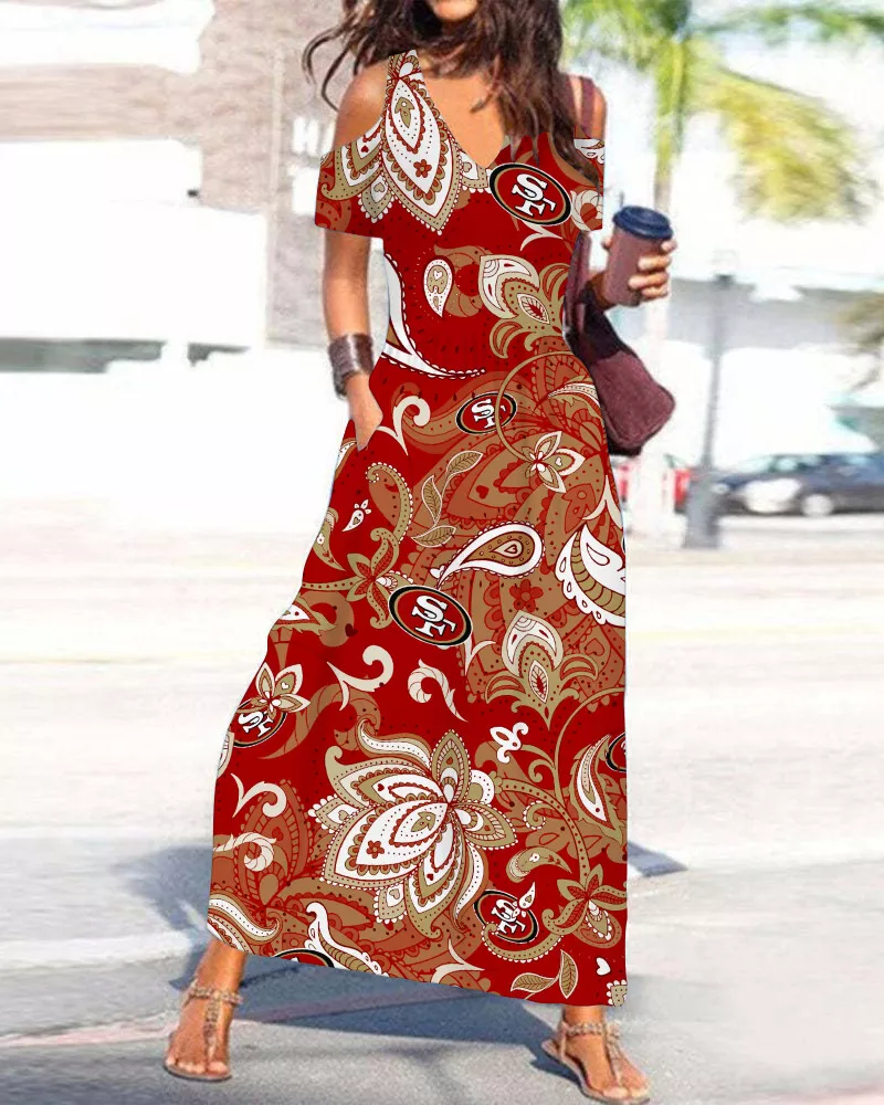 San Francisco 49ers Women's V-Neck Maxi Dress