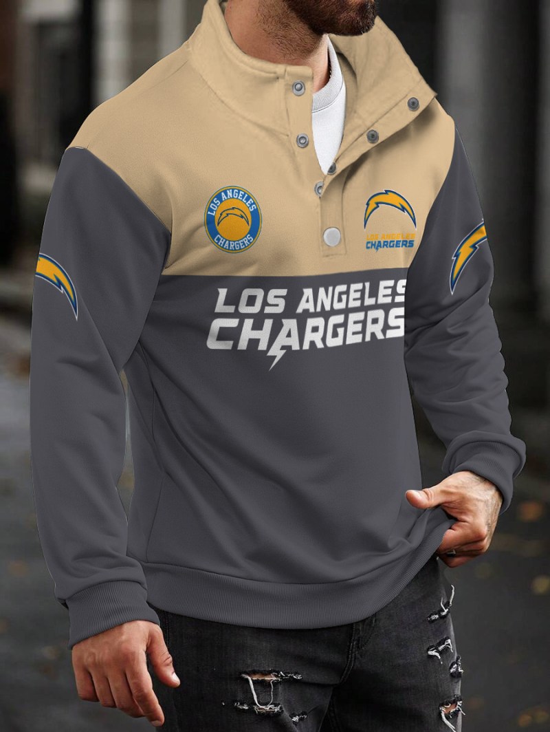 Los Angeles Chargers Casual Colorful Stand Collar Sweatshirt