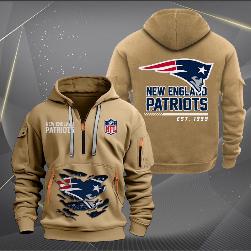 New England Patriots Personalized Quarter Zip Hoodie - Lifestyle Image