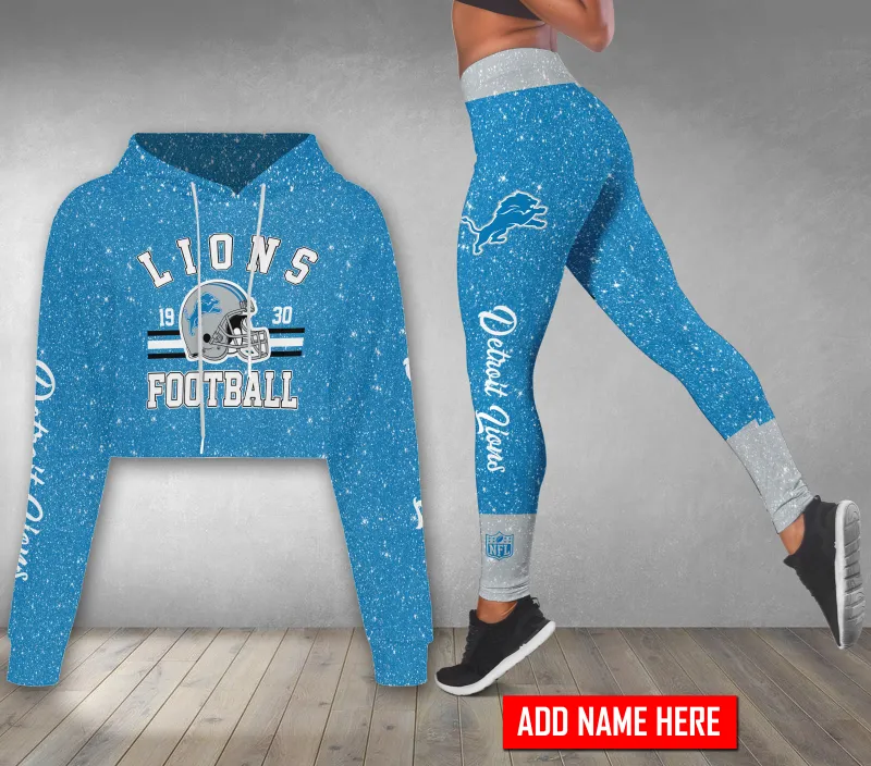 Detroit Lions Croptop Hoodie and Leggings Combo
