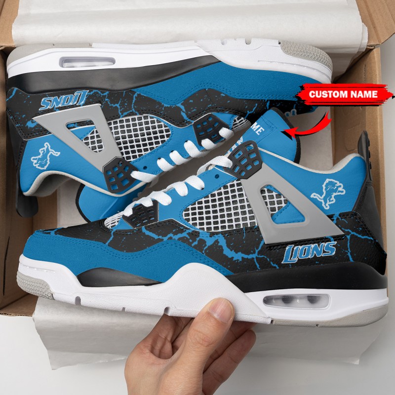 Detroit Lions Personalized AJ4 Sneaker