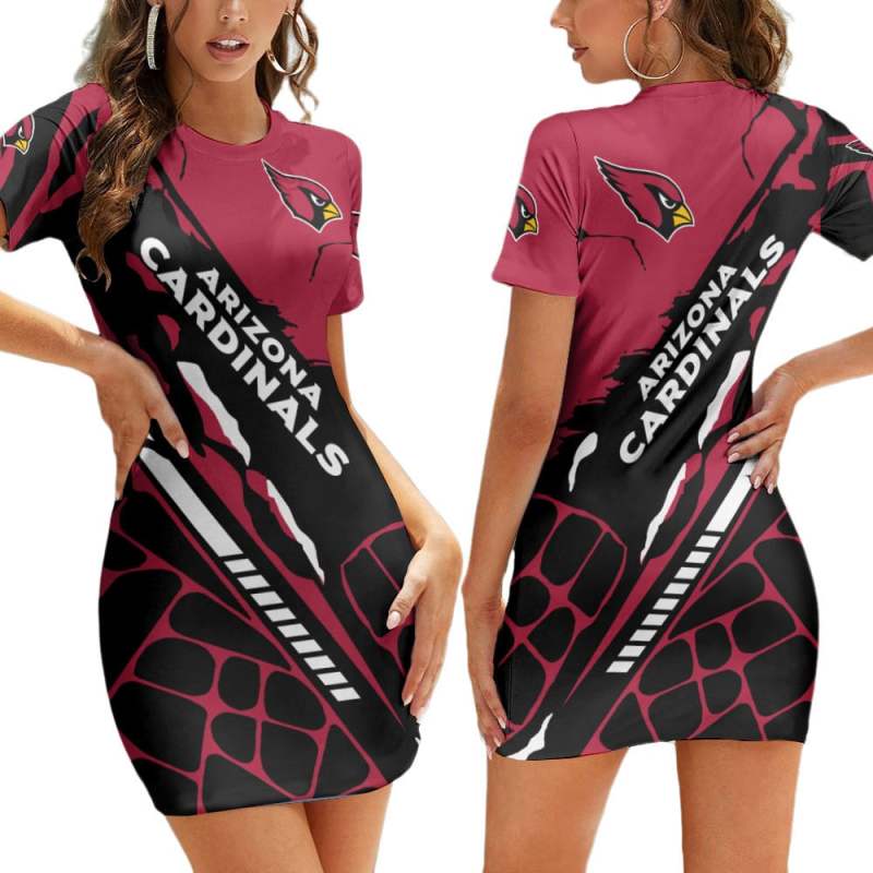 Arizona Cardinals Casual Short Sleeve Bodycon Mini Dress