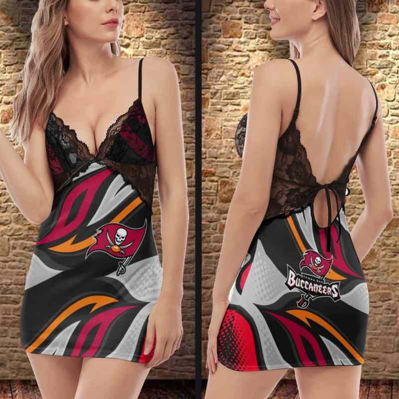 Tampa Bay Buccaneers Lace Back Strap Slip Dress Side View