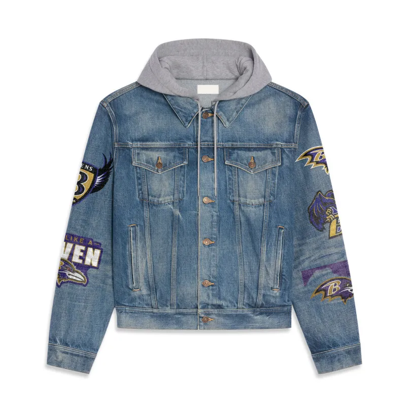 Baltimore Ravens Hooded Denim Jacket Details