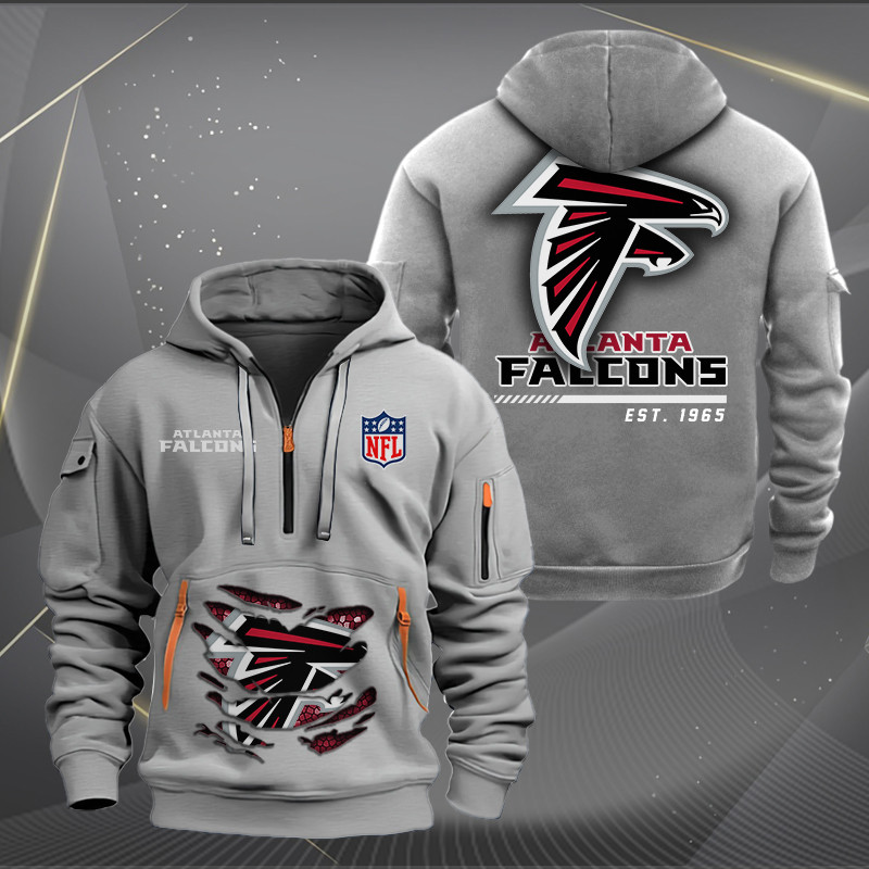 Atlanta Falcons Personalized Quarter Zip Hoodie - Back View