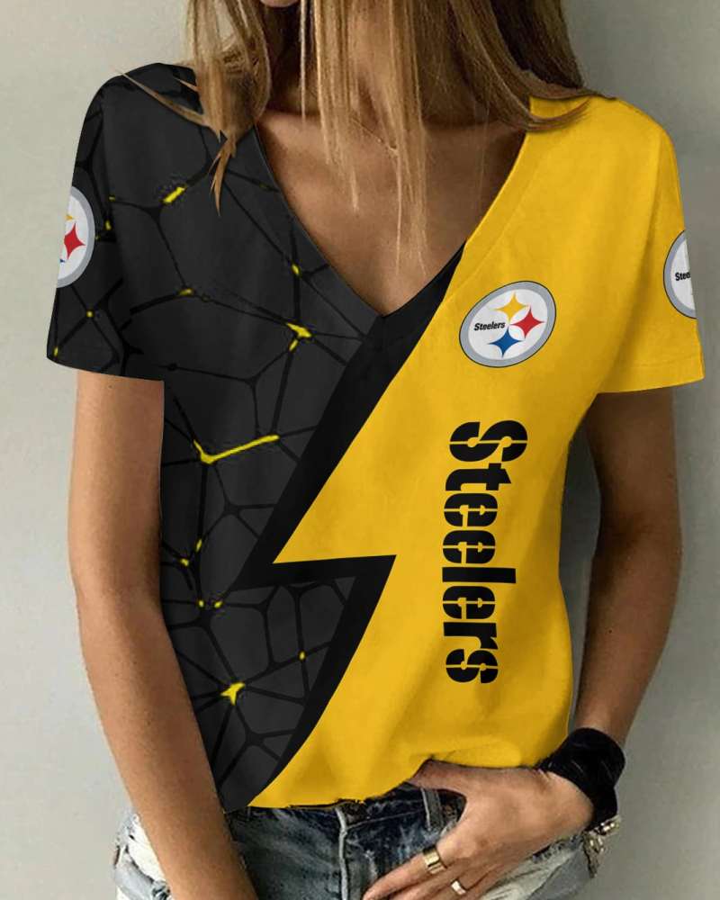 Pittsburgh Steelers Personalized V-neck T-shirt