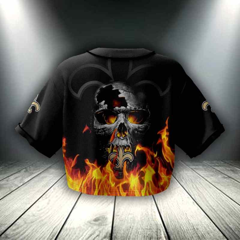 New Orleans Saints Crop Top Baseball Jersey