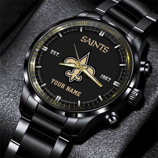 New Orleans Saints Black Fashion Watch - Side View