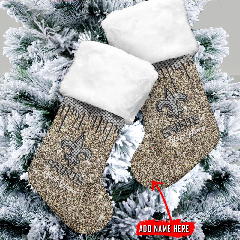 Personalized New Orleans Saints Christmas Socks - Image 3