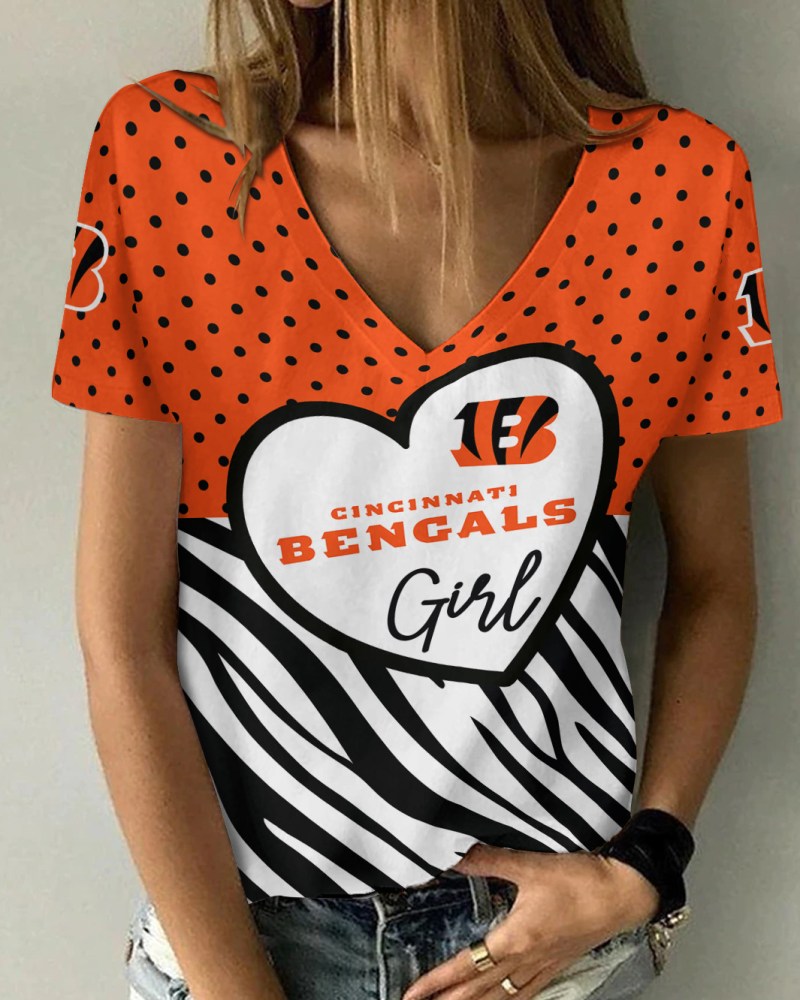 Cincinnati Bengals Personalized Women V-neck T-shirt 1