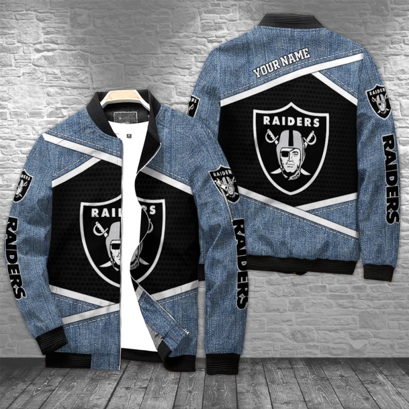 Las Vegas Raiders Personalized Bomber Jacket - Front View