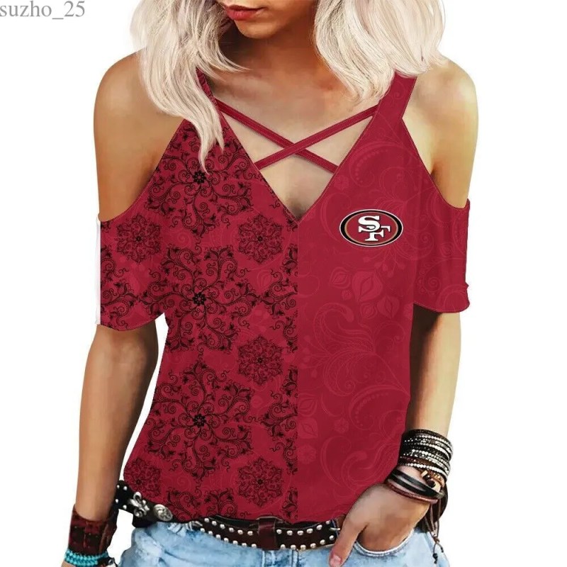 San Francisco 49ers Hollow Out Blouse Shirt