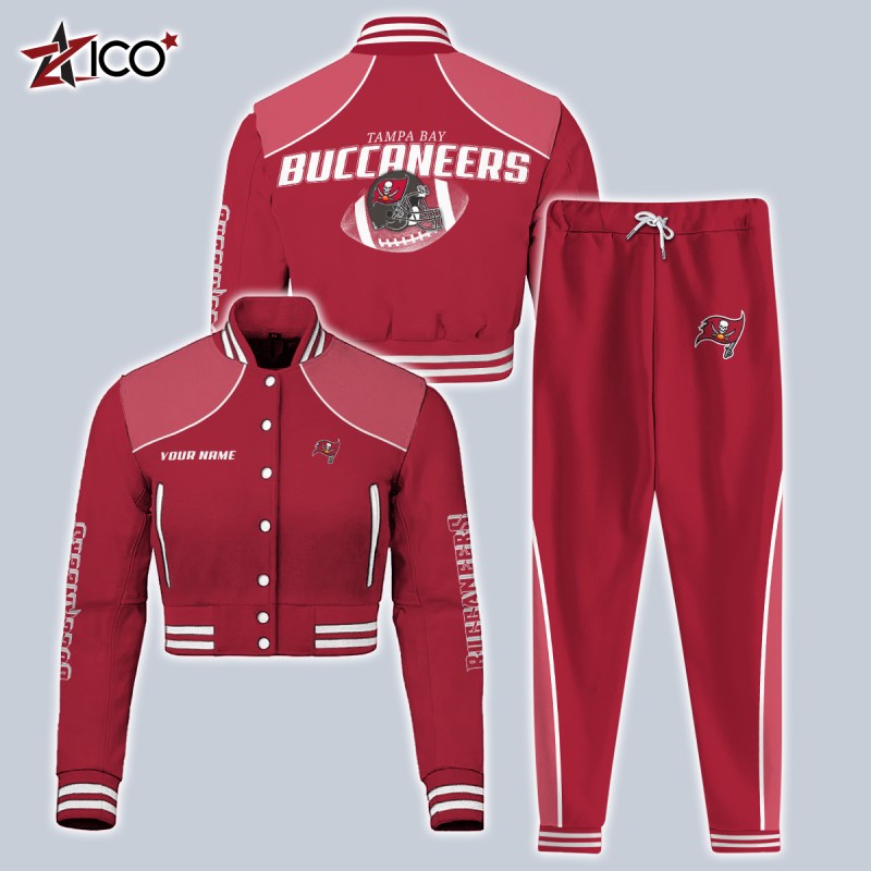 Tampa Bay Buccaneers Combo Crop Varsity Jacket and Sweatpants - Image 2