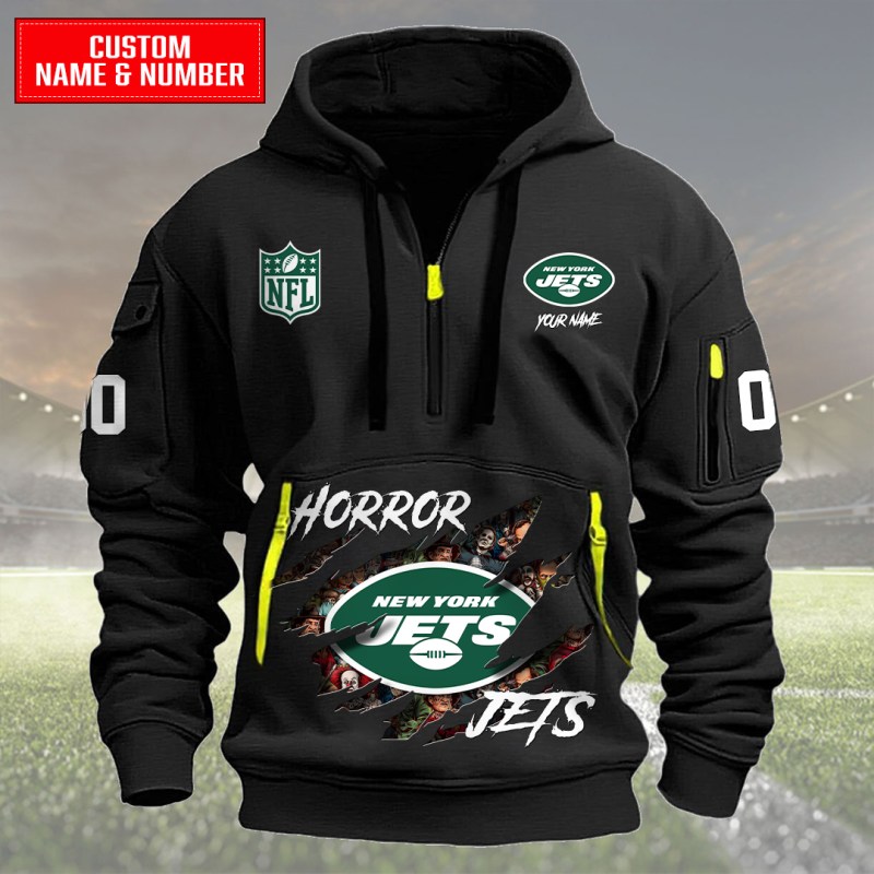 New York Jets Quarter Zip Hoodie Black